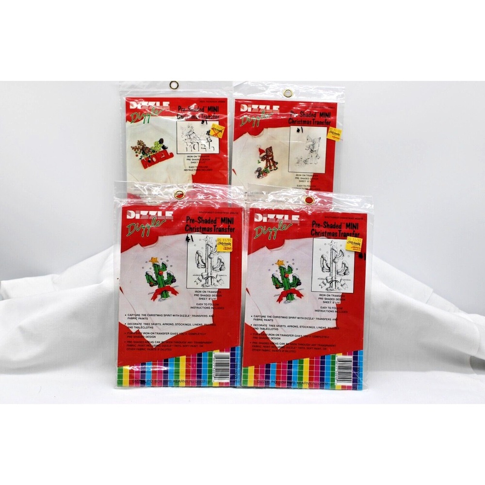 Pre-Shaded Christmas Transfers Lot Of 4 NEW DIZZLE Cactus Reindeer Bunny VTG NEW - Picture 9 of 9